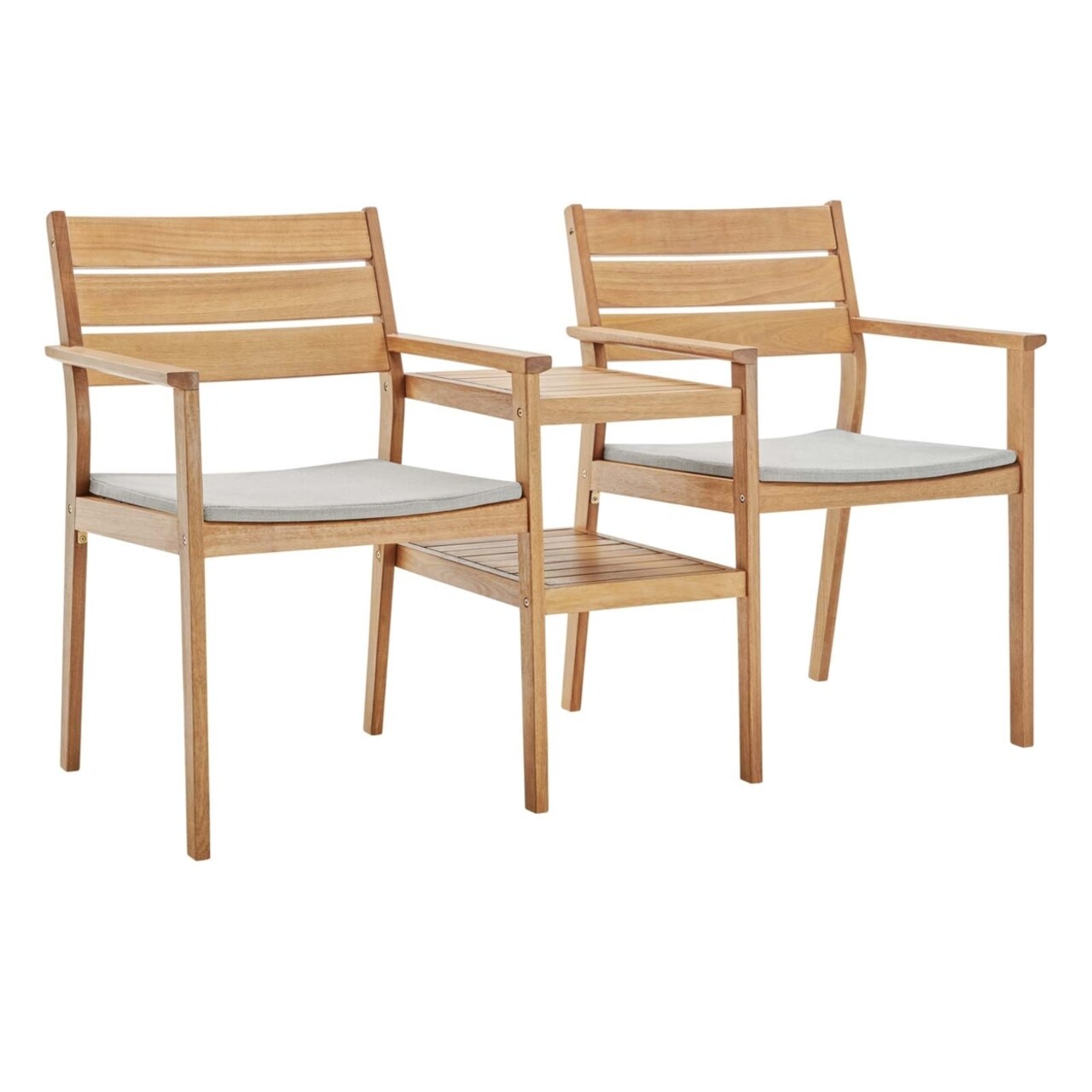 Modway Viewscape Outdoor Patio Ash Wood Jack and Jill Chair Set-EEI-3710-NAT-TAU